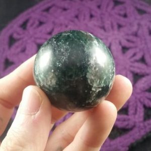 Shop Kyanite Shapes! Dark Emerald Green Fuchsite Kyanite Sphere Crystals Stones Crystal Ball Polished Marble 38mm | Natural genuine stones & crystals in various shapes & sizes. Buy raw cut, tumbled, or polished gemstones for making jewelry or crystal healing energy vibration raising reiki stones. #crystals #gemstones #crystalhealing #crystalsandgemstones #energyhealing #affiliate #ad