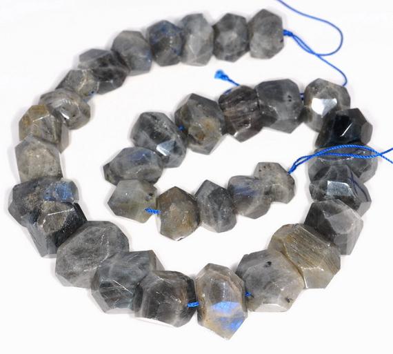 20x12-18x12mm  Labradorite Gemstone Faceted Nugget Loose Beads 7.5 Inch Half Strand (80003318-b91)