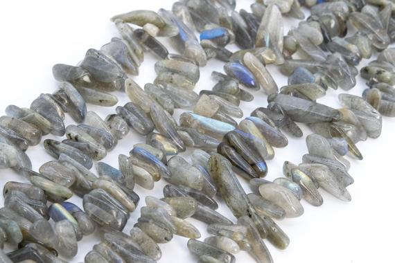 Genuine Natural Labradorite Loose Beads Grade Aa Gray Stick Pebble Chip Shape 12-24x3-5mm