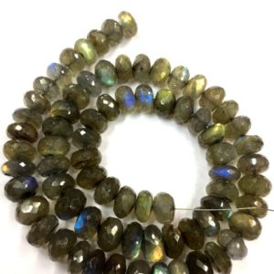 Shop Labradorite Faceted Beads! Wholesale Price Labradorite Beads Natural Labradorite Faceted Rondelle Beads 9.MM Labradorite Gemstone Beads Labradorite Beads 16" Strand | Natural genuine faceted Labradorite beads for beading and jewelry making.  #jewelry #beads #beadedjewelry #diyjewelry #jewelrymaking #beadstore #beading #affiliate #ad