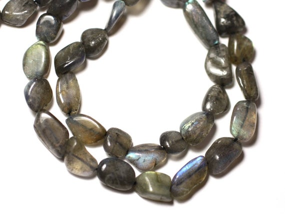 Fil 33cm 29pc Env - Perles De Pierre - Labradorite Olives 8-15mm