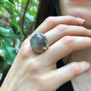 Shop Labradorite Rings! Labradorite Ring, Natural Labradorite, Statement Ring, Green Ring, Vintage Ring, Round Ring, Solid Silver Ring, Wide Band Ring, Labradorite | Natural genuine Labradorite rings, simple unique handcrafted gemstone rings. #rings #jewelry #shopping #gift #handmade #fashion #style #affiliate #ad