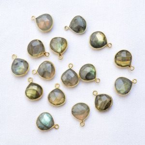 Shop Labradorite Shapes! Gold Plated Blue Fire Rose Cut Labradorite Connectors, Single Jumpring Connectors, Heart Shape Connectors, 12mm, 6 pcs Lot #P0219 | Natural genuine stones & crystals in various shapes & sizes. Buy raw cut, tumbled, or polished gemstones for making jewelry or crystal healing energy vibration raising reiki stones. #crystals #gemstones #crystalhealing #crystalsandgemstones #energyhealing #affiliate #ad