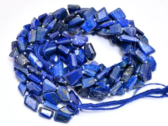 Aaa+ Lapis Lazuli 11mm-14mm Faceted Nugget Beads | Royal Blue Lapis Lazuli Step Cut Tumbled Natural Semi Precious Gemstone Beads For Jewelry