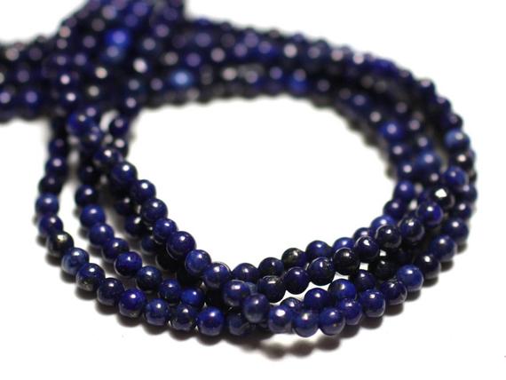 30pc - Perles Pierre - Lapis Lazuli Boules 2mm Bleu Nuit Doré - 8741140014435