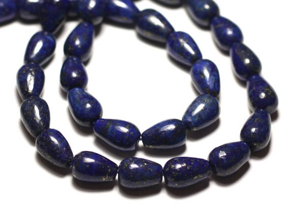 Fil 39cm 31pc Env - Perles De Pierre - Lapis Lazuli Gouttes 12x8mm