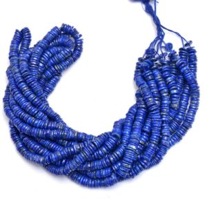 Shop Lapis Lazuli Rondelle Beads! AAA+ Lapis Lazuli Gemstone Heishi 5mm-6mm Disc Smooth Beads | 16" Strand | Deep Blue Natural Lapis Gemstone Tyre / Coin Rondelle Loose Beads | Natural genuine rondelle Lapis Lazuli beads for beading and jewelry making.  #jewelry #beads #beadedjewelry #diyjewelry #jewelrymaking #beadstore #beading #affiliate #ad