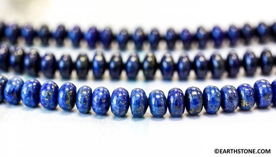 S/ Natural Lapis 6mm Rondelle Beads 16'' Strand Royal Blue Shade Varies Gemstone Beads For Jewelry Making