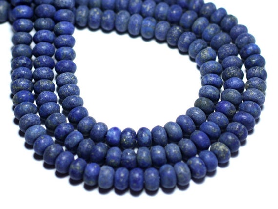 Fil 39cm 95pc Env - Perles De Pierre - Lapis Lazuli Mat Givré Rondelles 6x4mm