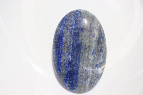 Xl Lapis Lazuli Palm Stone, Madani Lapis Lazuli Natural Untreated Undyed Tumbled Polished Pocket Stone, Blue And Gold Crystal Tumble