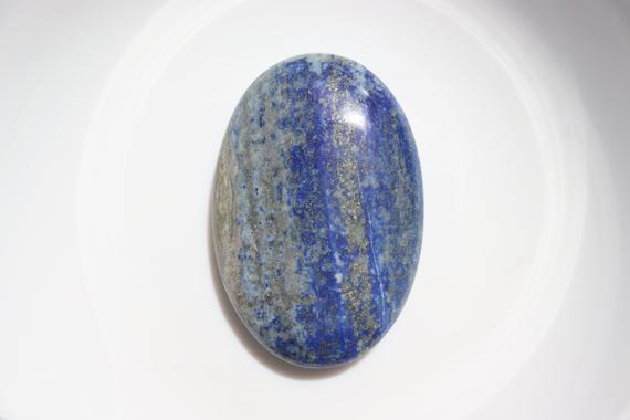 Xl Lapis Lazuli Palm Stone, Madani Lapis Lazuli Natural Untreated Undyed Tumbled Polished Pocket Stone, Blue And Gold Crystal Tumble