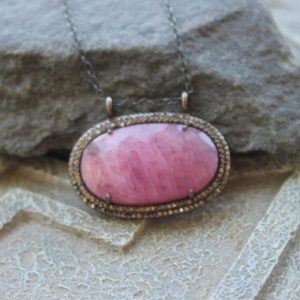 Shop Pink Sapphire Pendants! Large Pink Sapphire Pendant,  Diamonds Framed pendant, luxurious, Precious Sapphire, Sapphire slice, Pink gemstone pendant | Natural genuine Pink Sapphire pendants. Buy crystal jewelry, handmade handcrafted artisan jewelry for women.  Unique handmade gift ideas. #jewelry #beadedpendants #beadedjewelry #gift #shopping #handmadejewelry #fashion #style #product #pendants #affiliate #ad