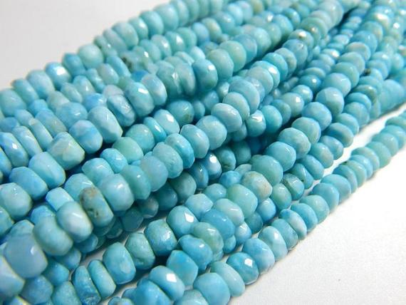 Larimar Faceted Beads Rondelle Shape 7x6.mm Approx 7" Inches Natural Top Quality Wholesale Price