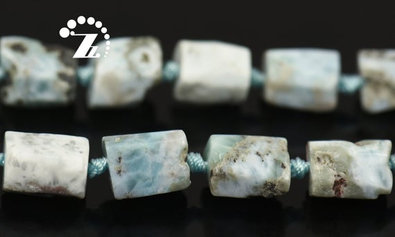 Blue Larimar Nugget Bead,faceted Tube Nugget,irregular Bead,larimar,genuine,natural,gemstone,diy,7-8x8-10mm,15" Full Strand