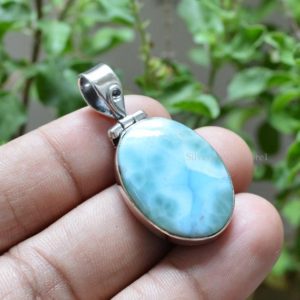 Sterling Silver Pendant w/ Marquise Larimar Stone BTS-NP7039/LR/R 