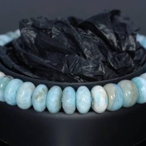 Shop Larimar Rondelle Beads! 9mm Dominican Larimar Gemstone Grade AB+ Blue Rondelle Loose Beads 7.5 inch Half Strand (80004383-917) | Natural genuine rondelle Larimar beads for beading and jewelry making.  #jewelry #beads #beadedjewelry #diyjewelry #jewelrymaking #beadstore #beading #affiliate #ad