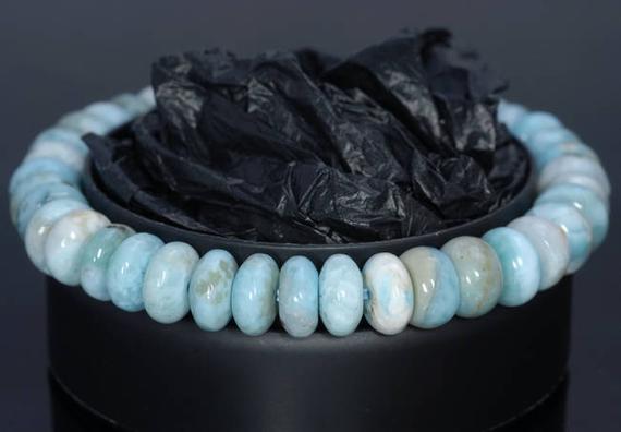 9mm Dominican Larimar Gemstone Grade Ab+ Blue Rondelle Loose Beads 7.5 Inch Half Strand (80004383-917)