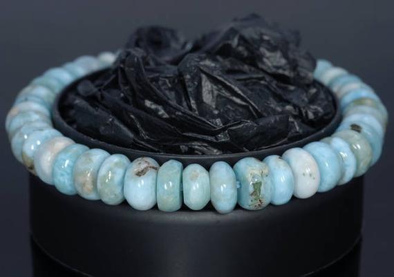 9mm Dominican Larimar Gemstone Grade Ab+ Blue Rondelle Loose Beads 7.5 Inch Half Strand (80004381-917)