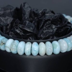 Shop Larimar Rondelle Beads! 9mm Dominican Larimar Gemstone Grade AB+ Blue Rondelle Loose Beads 7.5 inch Half Strand (80004380-917) | Natural genuine rondelle Larimar beads for beading and jewelry making.  #jewelry #beads #beadedjewelry #diyjewelry #jewelrymaking #beadstore #beading #affiliate #ad