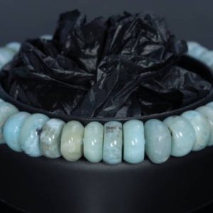 Shop Larimar Rondelle Beads! 9-10mm Dominican Larimar Gemstone Grade AB+ Blue Rondelle Loose Beads 7.5 inch Half Strand (80004414-917) | Natural genuine rondelle Larimar beads for beading and jewelry making.  #jewelry #beads #beadedjewelry #diyjewelry #jewelrymaking #beadstore #beading #affiliate #ad