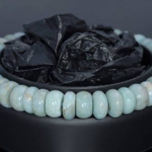 Shop Larimar Rondelle Beads! 8-9mm Dominican Larimar Gemstone Grade AB+ Blue Rondelle Loose Beads 7.5 inch Half Strand (80004408-917) | Natural genuine rondelle Larimar beads for beading and jewelry making.  #jewelry #beads #beadedjewelry #diyjewelry #jewelrymaking #beadstore #beading #affiliate #ad