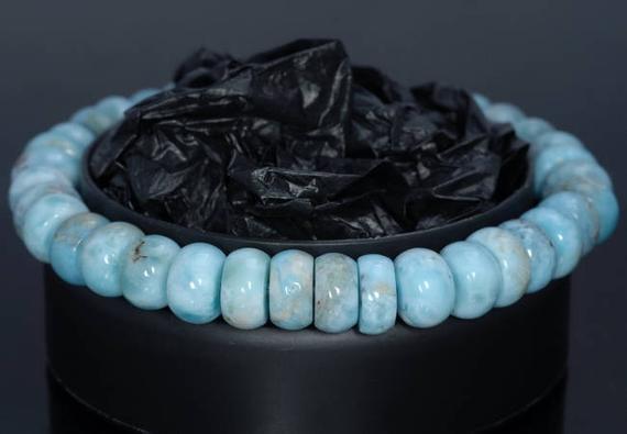 8-9mm Dominican Larimar Gemstone Grade Aa Blue Rondelle Loose Beads 7.5 Inch Half Strand (80004400-917)