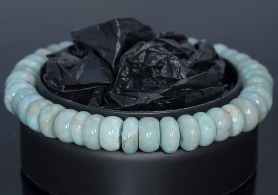 8-9mm Dominican Larimar Gemstone Grade Ab+ Blue Rondelle Loose Beads 7.5 Inch Half Strand (80004408-917)