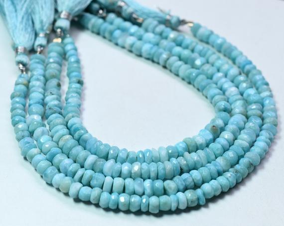 Larimar Rondelle Shape Faceted Beads 6x7.mm Approx 7"inches Natural Top Quality Wholesaler Price.