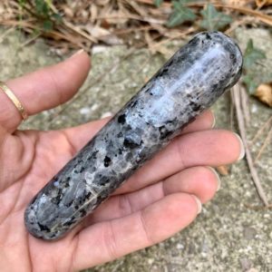 Shop Moonstone Points & Wands! Larvikite Crystal Wand with Blue Flashes!!! | Natural genuine stones & crystals in various shapes & sizes. Buy raw cut, tumbled, or polished gemstones for making jewelry or crystal healing energy vibration raising reiki stones. #crystals #gemstones #crystalhealing #crystalsandgemstones #energyhealing #affiliate #ad