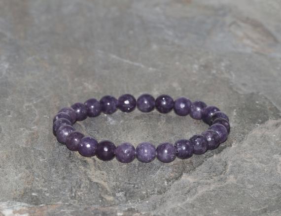Purple Lepidolite Beaded Bracelet, 6mm Natural Lepidolite Beads, Grade Aa, Gemstone Bracelet, Lavender Violet Lepidolite, Gift Bracelet
