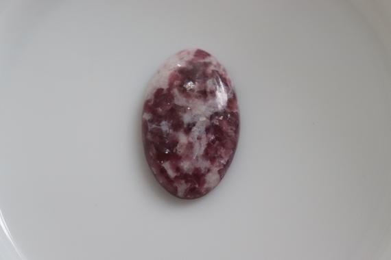 Natural Pink Lepidolite Cabochon Semiprecious Loose Gemstone For Jewelry Making Gemstones Handmade Dimensions-34x21x6mm Wt-6.5gm...