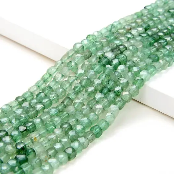 4mm Green Lepidolite Gemstone Grade Aaa Micro Faceted Square Cube Loose Beads (p5)
