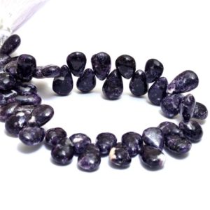 Shop Lepidolite Bead Shapes! Aaa+ Lepidolite Gemstone Smooth Briolette | Natural Purple Lepidolite Semi Precious Gemstone 7x11mm Pear Beads For Jewelry | 8inch Strand | Natural genuine other-shape Lepidolite beads for beading and jewelry making.  #jewelry #beads #beadedjewelry #diyjewelry #jewelrymaking #beadstore #beading #affiliate #ad