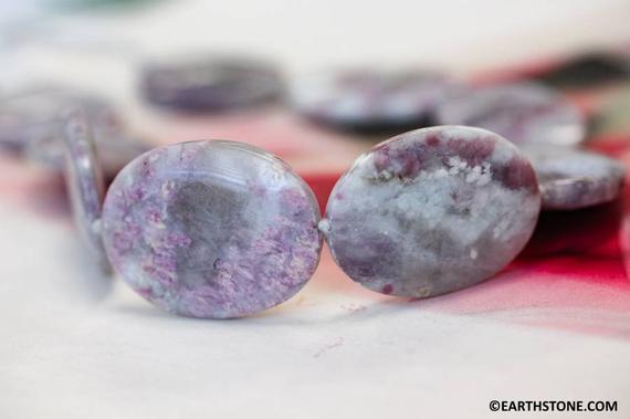 Xl/ Lepidolite 27x37mm/ 24x32mm Flat Oval Beads 15.5" Strand Natural Purple Gemstone Beads Size Varies For Jewelry Making