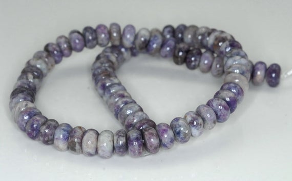 10x5-10x6mm Purple White Lepidolite Gemstone Grade A Rondelle Loose Beads 16 Inch Full Strand (90188003-673)