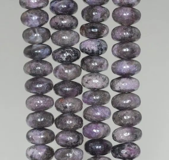 10x6mm Dark Purple Lepidolite Gemstone Grade Ab Rondelle Loose Beads 16 Inch Full Strand (90188009-673)