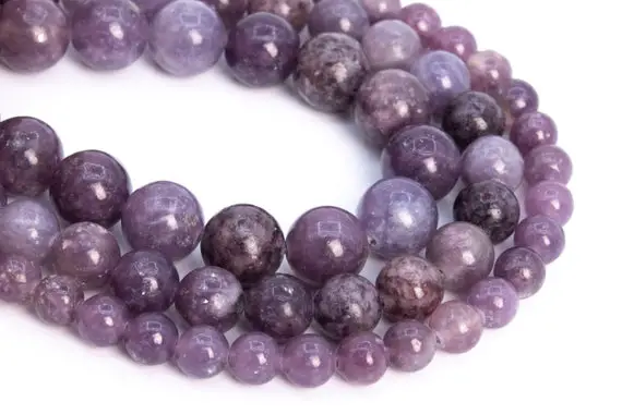 Genuine Natural Lepidolite Loose Beads Grade A Heather Purple Round Shape 6-7mm 8-7mm 9-10mm