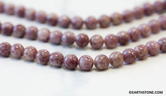 M/ Lepidolite 8mm Smooth Round Beads 15.5" Strand Natural Purple Color Gemstone Beads For Jewelry Making