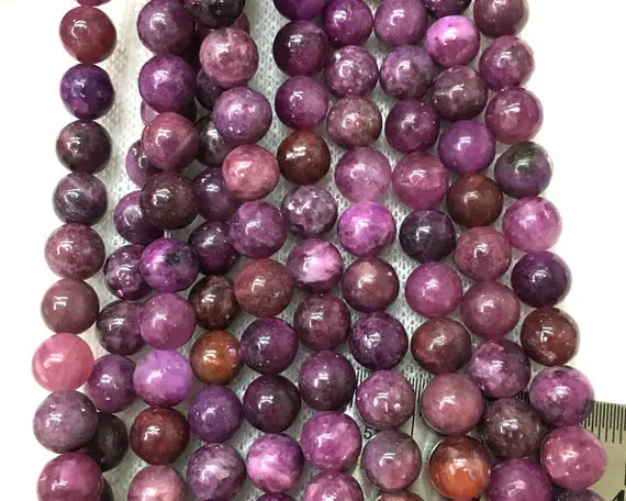 Purple Lepidolite Beads, Natural Gemstone Beads, Round Stone Beads For Jewelry Making 6mm 8mm 10mm 15''