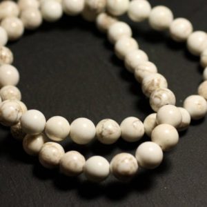 Shop Magnesite Beads! Wire 93pc – stone beads – Magnesite balls 4 mm approx 39cm | Natural genuine other-shape Magnesite beads for beading and jewelry making.  #jewelry #beads #beadedjewelry #diyjewelry #jewelrymaking #beadstore #beading #affiliate #ad