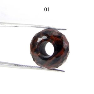 Shop Mahogany Obsidian Beads! Mahogany obsidian 14 x 8 x 4.5 mm rondelle faceted big hole beads universal large hole european charms beads for bracelet | Natural genuine rondelle Mahogany Obsidian beads for beading and jewelry making.  #jewelry #beads #beadedjewelry #diyjewelry #jewelrymaking #beadstore #beading #affiliate #ad