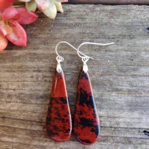 Shop Mahogany Obsidian Jewelry! Mahogany obsidian earrings. Available in sterling silver only | Natural genuine Mahogany Obsidian jewelry. Buy crystal jewelry, handmade handcrafted artisan jewelry for women.  Unique handmade gift ideas. #jewelry #beadedjewelry #beadedjewelry #gift #shopping #handmadejewelry #fashion #style #product #jewelry #affiliate #ad