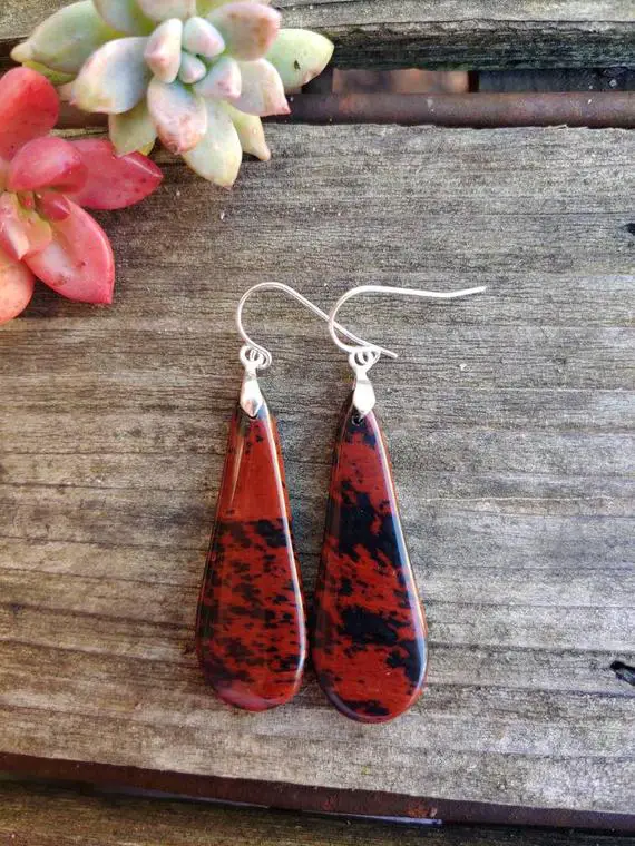 Mahogany Obsidian Earrings. Available In Sterling Silver Only
