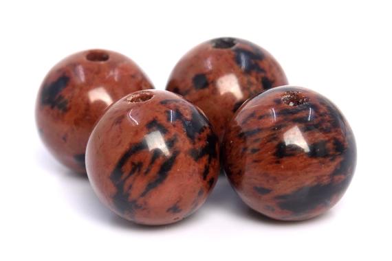 Genuine Natural Obsidian Gemstone Beads 7-8mm Mahogany Round Aaa Quality Loose Beads (105400)
