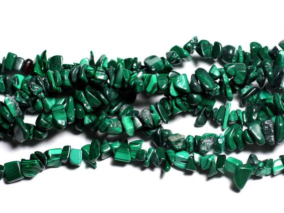 20pc - Perles Pierre Malachite Rocailles Chips 4-10mm Vert - 7427039744461