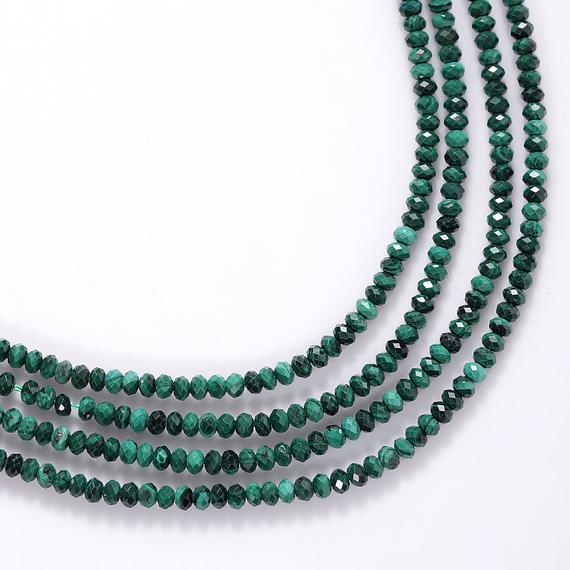 100%natural Malachite Stone Beads, Loose Malachite Faceted Beads, 2.5mm Stone Malachite Gemstone Cts 27 , Malachite Making Jewelry - Beads