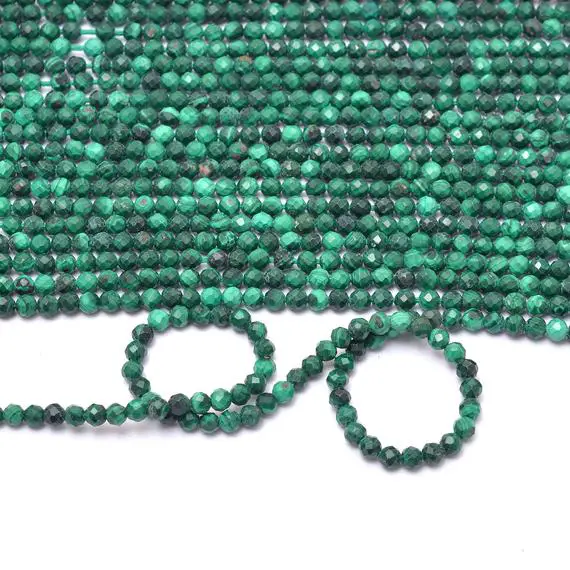 Aaa+ Malachite Gemstone 3mm Faceted Beads | Natural Malachite Semi Precious Gemstone Loose Rondelle Beads For Jewelry Making | 13inch Strand