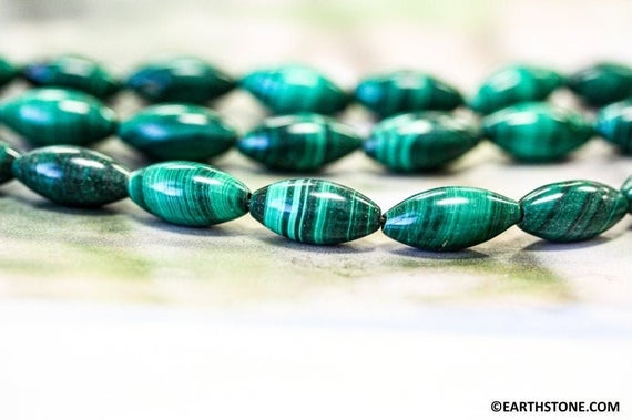 M/ Malachite 8x16mm/ 5x12mm Oval Rice Beads 15.5" Strand Natural Green Color Gemstones Beads For Jewelry Making