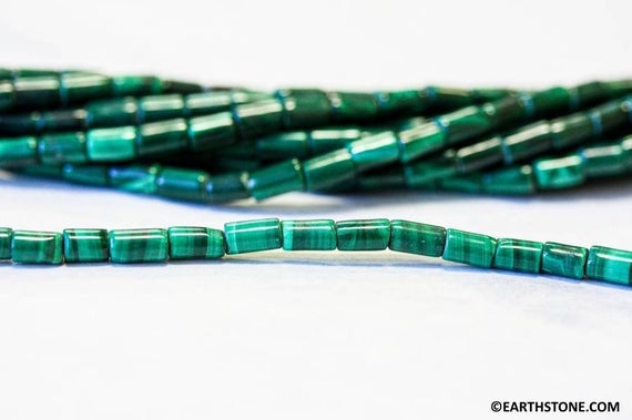 S/ Malachite 3x5mm Tube Beads 15.5" Strand Size Varies Natural Green Gemstone Beads For Jewelry Making