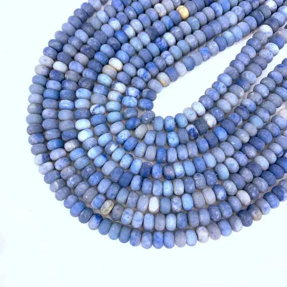 Matte Blue Aventurine Rondelle Beads 8x5mm Frosted Blue Rondlle Gemstone Beads Natural Blue Spacer Beads Blue Mala Necklace Bracelet Beads